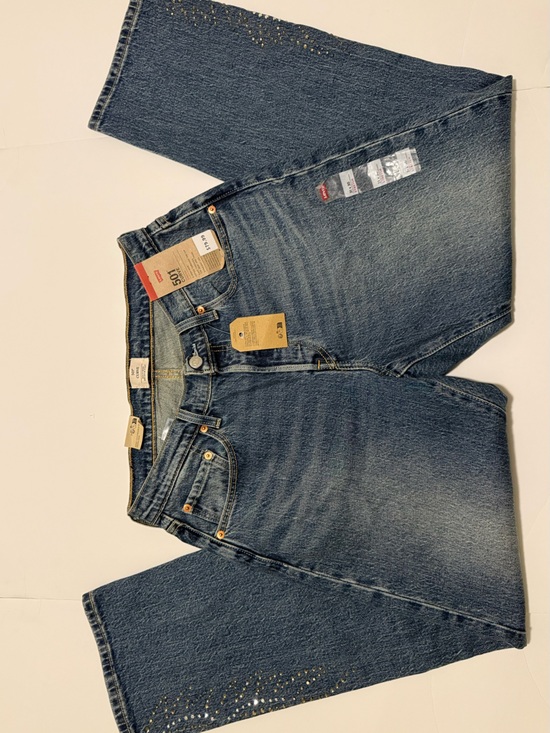 Levi's Denim - Levi's 501™ Curve Straight Leg Denim Rhinestone Jeans Solargenic- Dark Blue